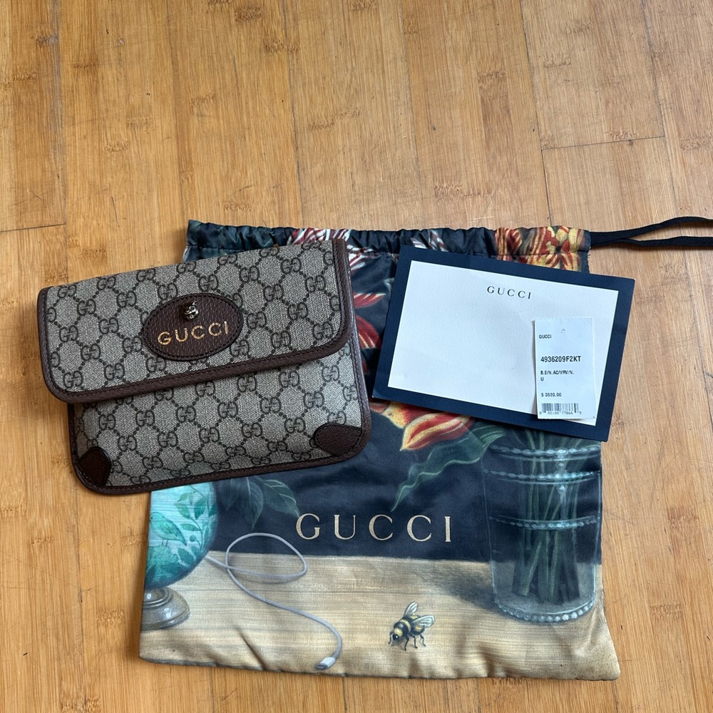 Gucci Beige and Brown Monogram Clutch